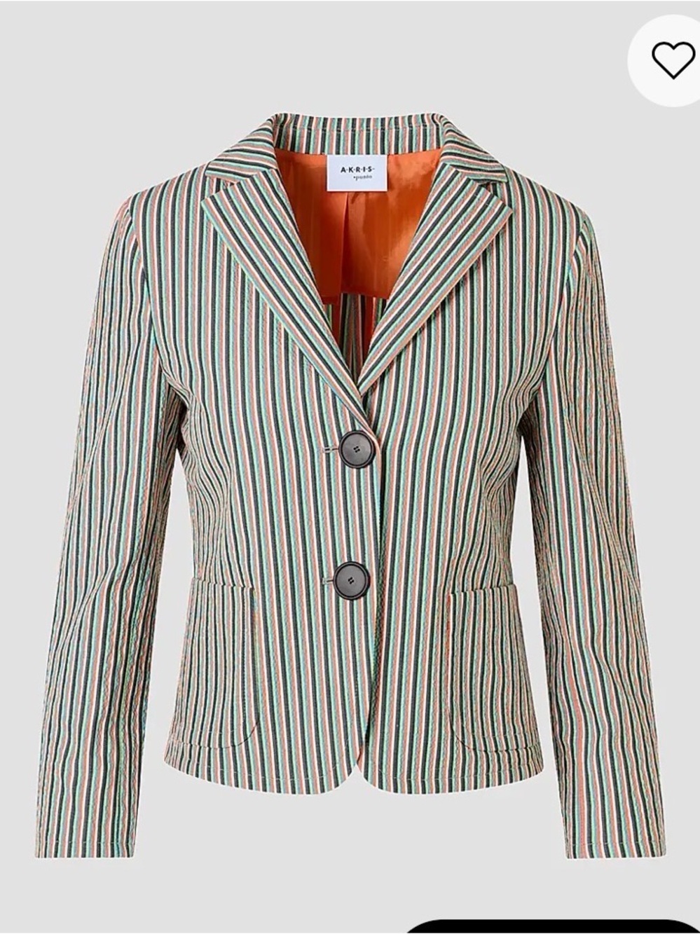 Akris Punto Striped Blazer in Green, Red, Black and Cream